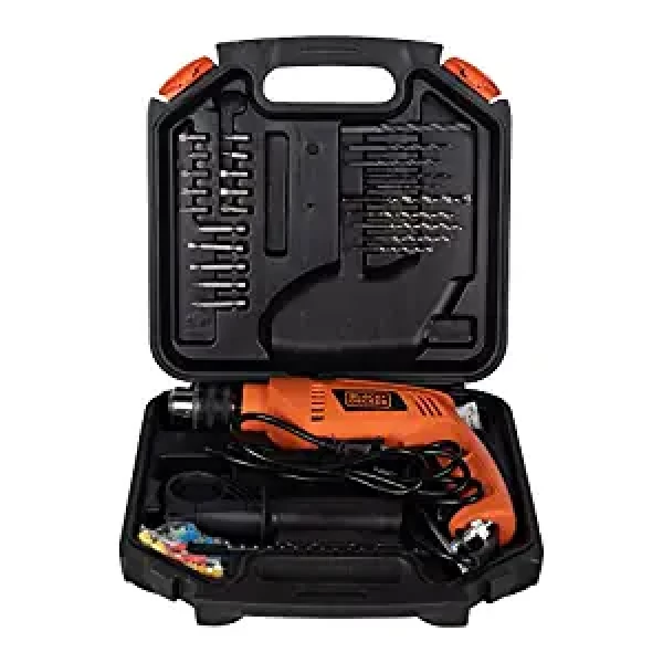 Black + Decker HD555K50-IN Variable Speed Reversible Impact Drill Machine Kit with 50 Accessories Kitbox